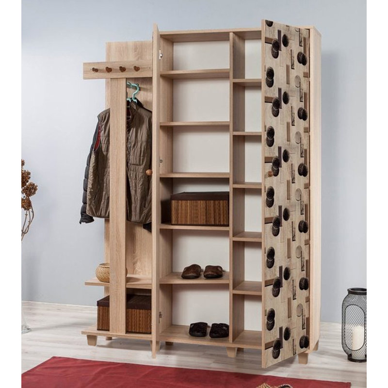 Portemanteau avec rangement pour chaussures Newark, Gris / Beige