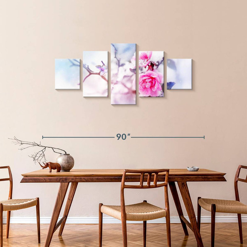 Snowy Roses, 34" H x 74" W