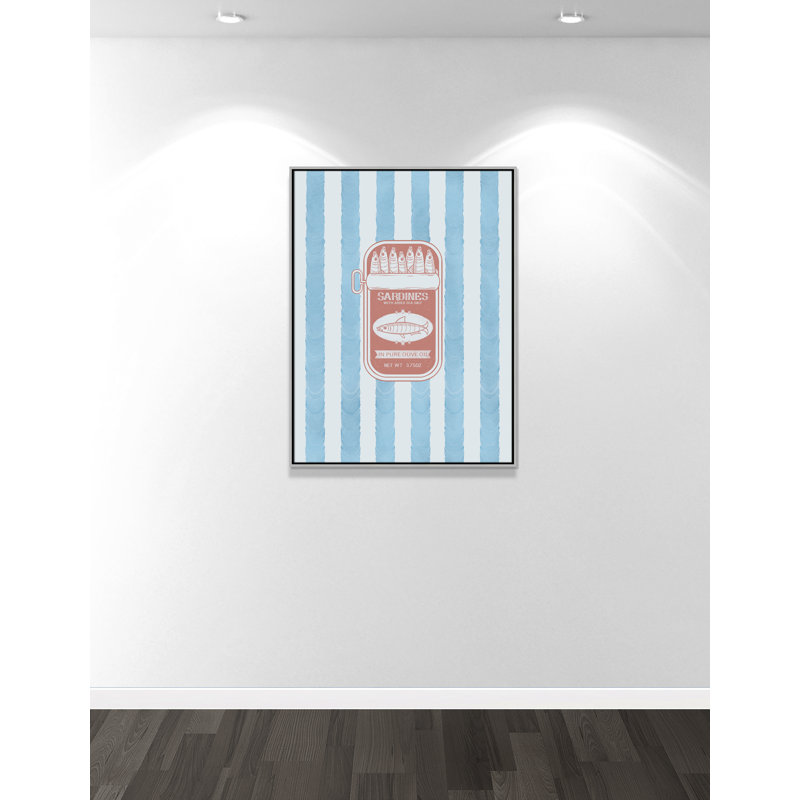 «Salty Sardines Print» par Marcus Prime, L 31,5 po x H 41,5 po, Flottant argenté