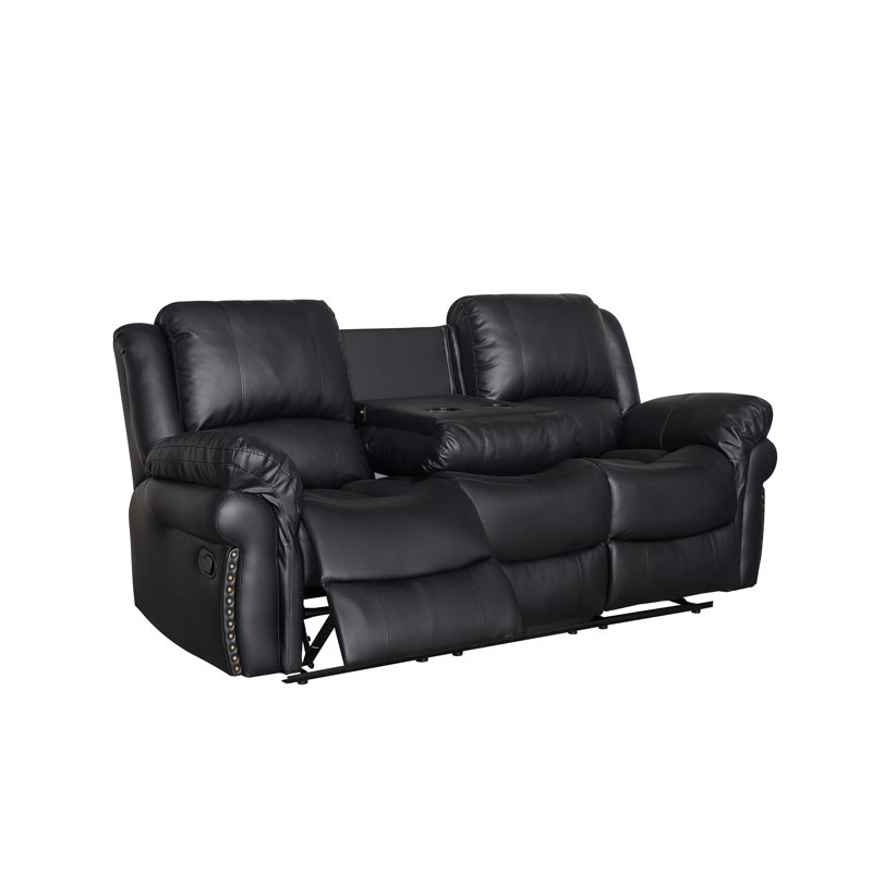 Sarahlynn Faux Leather Recliner, Black Faux Leather