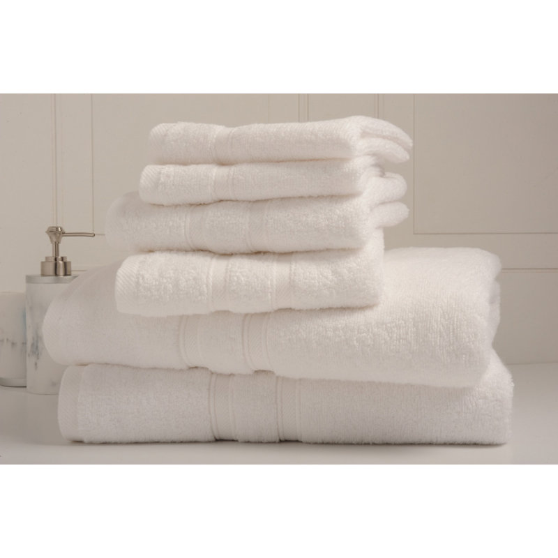 Ensemble 6 serviettes de bain standard en coton zéro torsion, Blanc