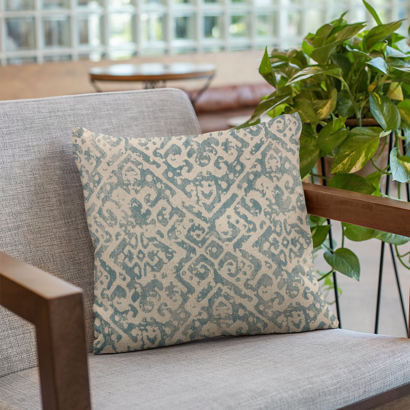Artistic Geometric Outdoor Reversible Throw Pillow, 18" x 18"