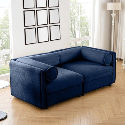 Modern Fabric Couch With Blue Chenille And Storage, Stylish Seating 2 Upholstery Ensuring A Look