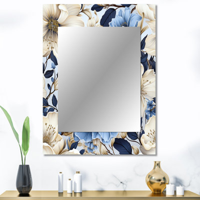 Arduss Blue Oasis Floral Blossoms - miroir floral, miroir mural décoratif floral, impression d'art en métal