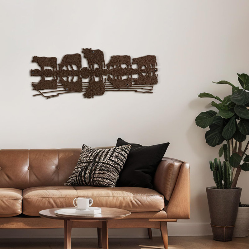 Wall Decor Metal, 12" H x 36" W x 0.05" D, Bronze