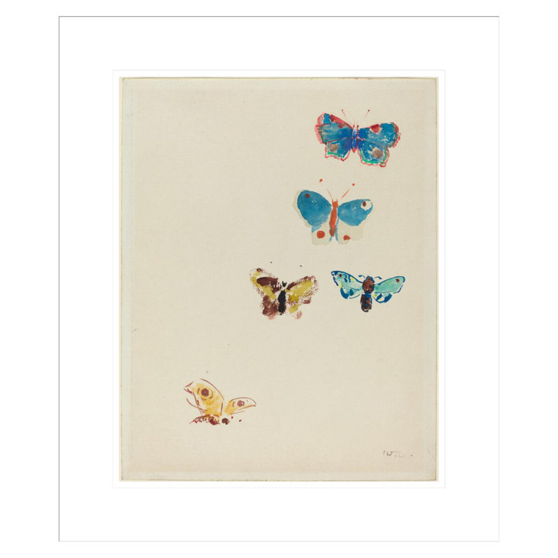 Cinq papillons par Odilon Redon, H 20,97 po x l 17,75 po