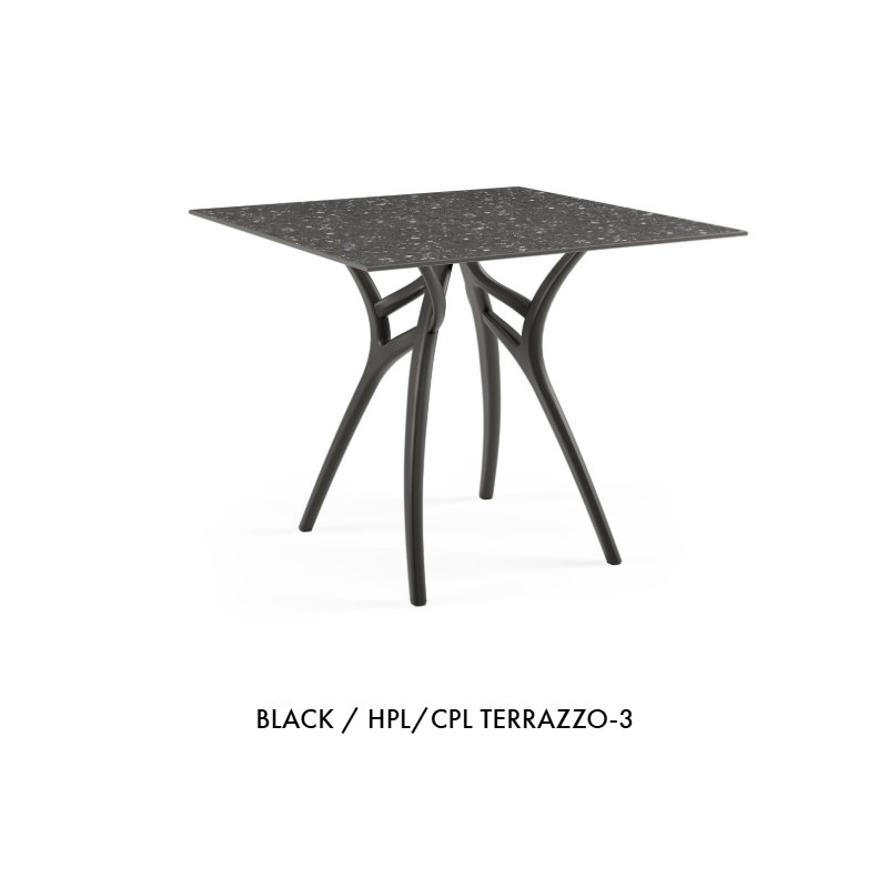 Tilia Ivy-L 90cm Square Table , Black Terrazzo
