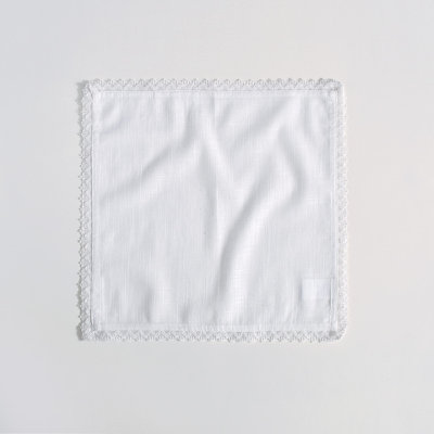 FINGERCRAFT Dinner Cloth Napkins in 100% Cotton, 12 Pieces Small Table Napkin Cloth,12 inches, Mitered Corners for Every Day Use Christmas Napkins Cloth Good Absorbency Lace White Easter Color