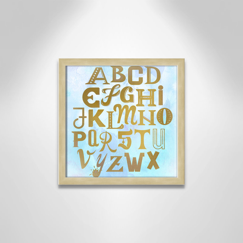 Abc Blue », impression sur papier, Encadré de boîte champagne, H 12 po x l 12 po x P 1,18 po