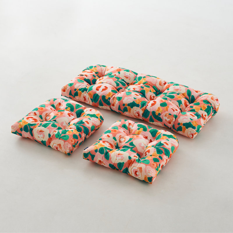 Ensemble de 3 coussins d'extérieur à causeuse, Peinture à l'huile rose