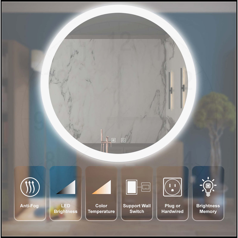 Bathroom Led Vanity Mirror with Adjustable Lighting and Anti-Fog Function