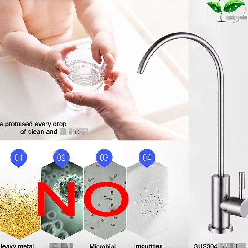 Robinet d'eau potable - sans saleté, pivotant à 360 °, corrosion, acier inoxydable de cuisine élégant, pollution secondaire, apparence élégante