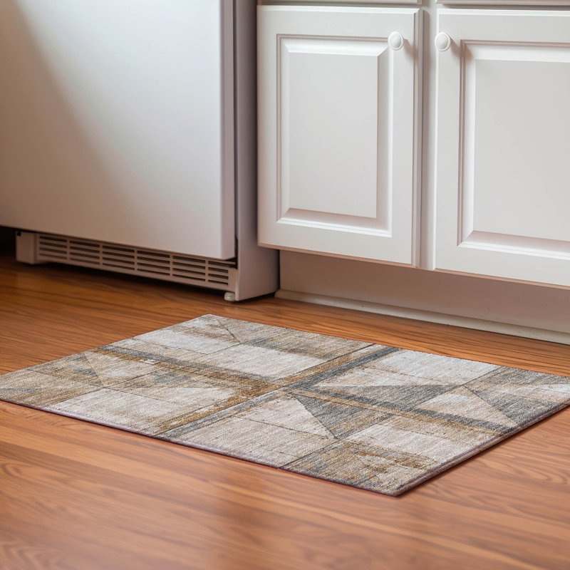 Premium Machine Washable Crestover AMF1876 Geometric Rug, Rectangle 1'8" x 2'6"