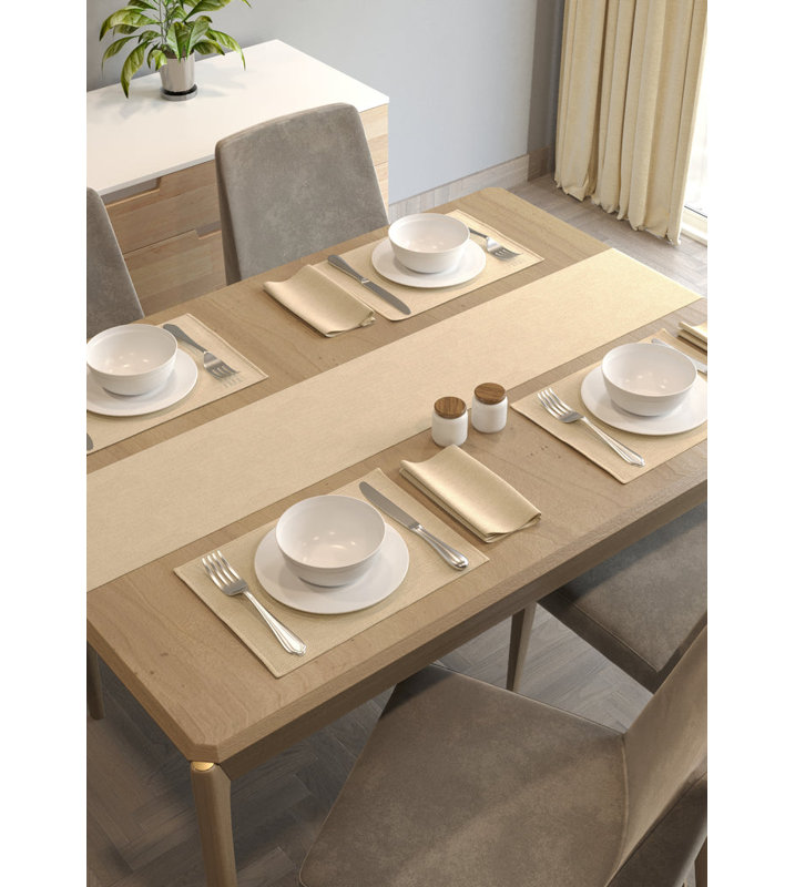 Christeen Solid Colour Polyster Table Runner, Cream Gold