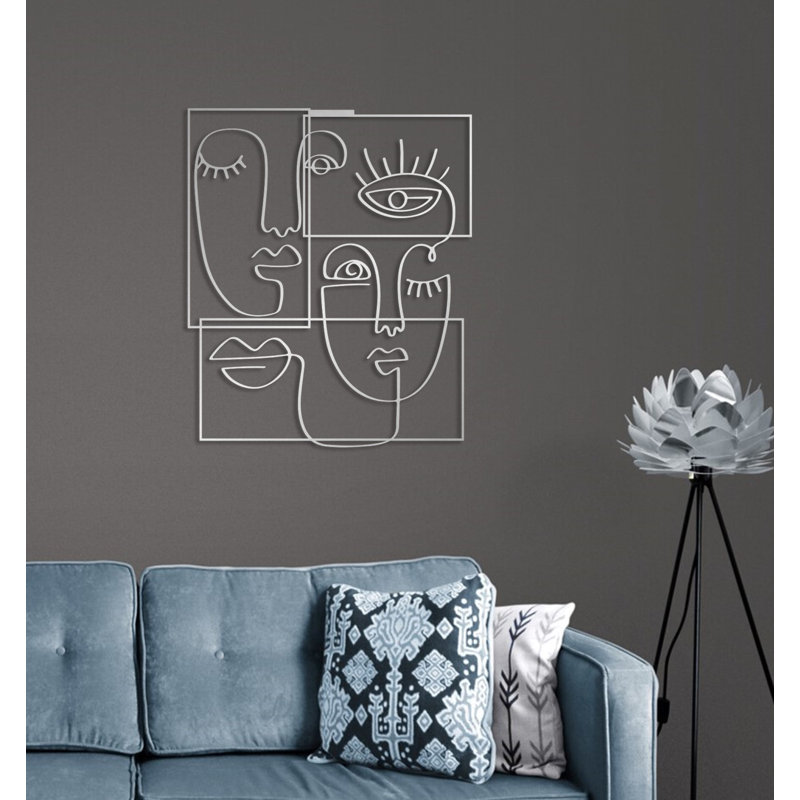 Abstract Face Lines Metal Wall Art Décor for New Home Decoration, Office Décor, Housewarming Gift, 10" H x 8" W x 0.5" D