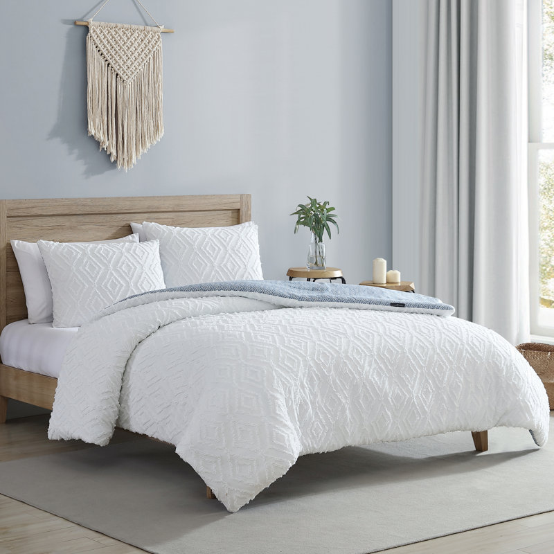 French Connection Hanwell Clipped Jacquard Reversible Comforter Sets, Queen Comforter + 2 Standard Shams