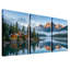 Toile orange sur un lac brumeux, reflet de montagnes, ensemble de 3 toiles-841706433