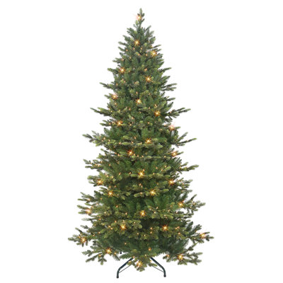 7' 5'' H Slender Green Pine Christmas Tree with 500 Lights -  The Holiday Aisle®, DF2EE80DB0774710AD70137FD02BB321