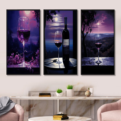 Shiraz Silhouette - Ensemble de 3 impressions murales sur le vin