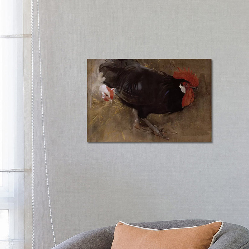 The Black Cock by Joseph Crawhall - Wrapped Canvas Painting, 45.72cm H x 66.04cm W x 1.91cm D