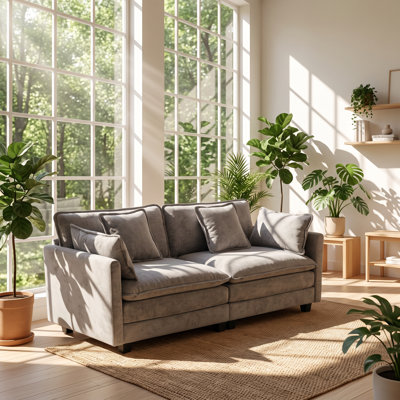 Cloud 76.7" W x 35" D x 33" H 2-Seat Modular Chenille Loveseat
