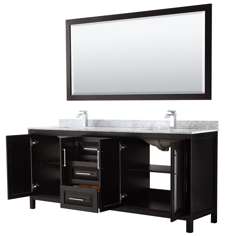 Daria 80'' W Double Vanity, White, Carrara Cultured Marble, Polished Chrome