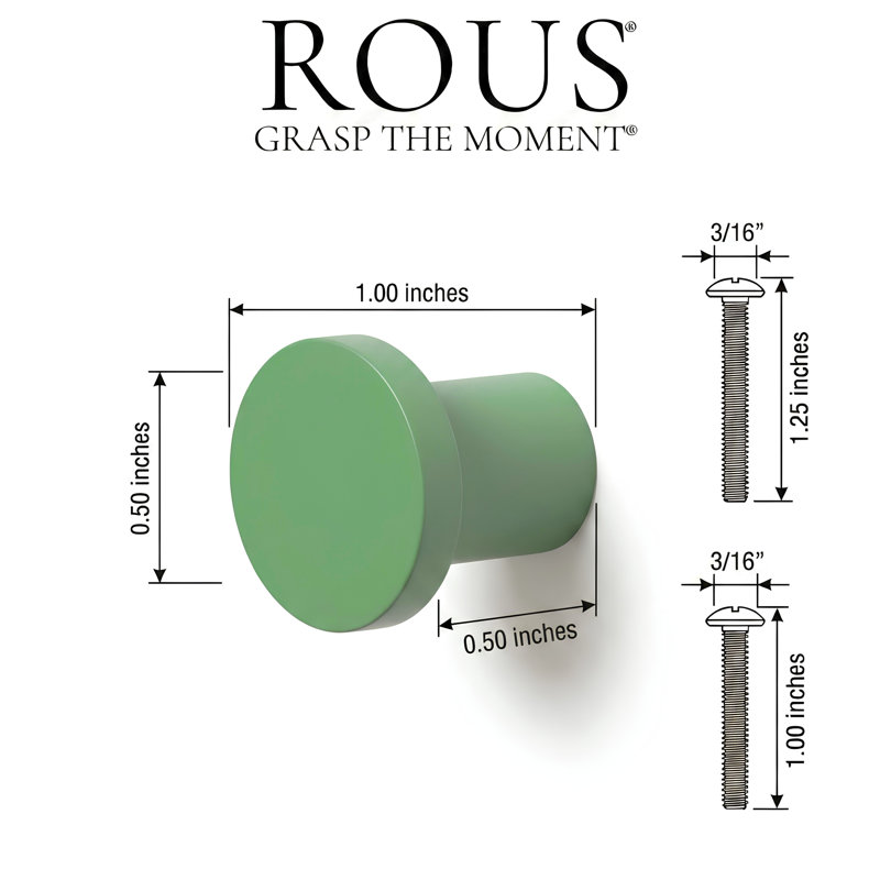 1" Diameter Circle Knob, Olive (Green)
