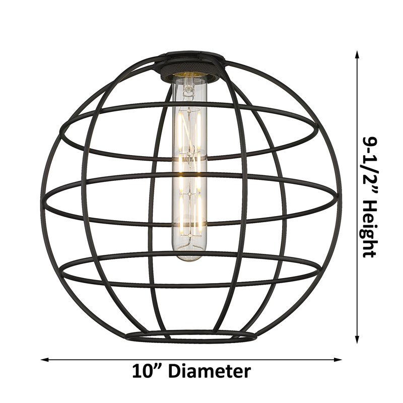 Ariyauna Semi Flush Mount, 14" H x 10" W x 10" D, Matte Black
