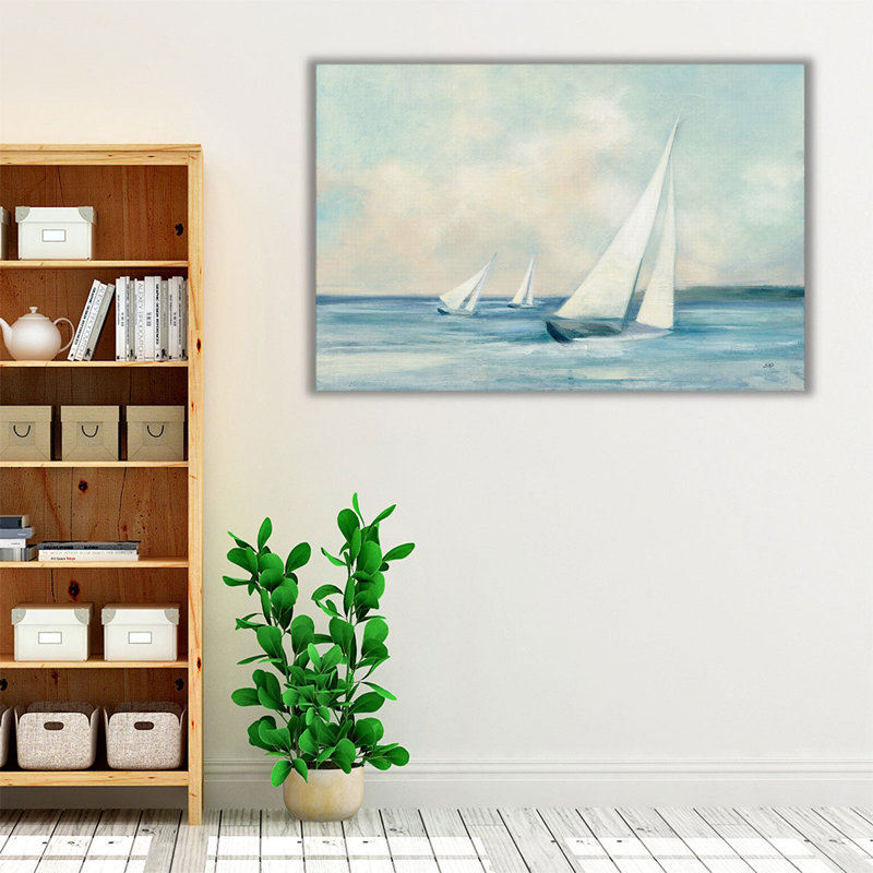 Voiliers au lever du soleil - reproduction d'art sur toile, H 20 po x l 30 po