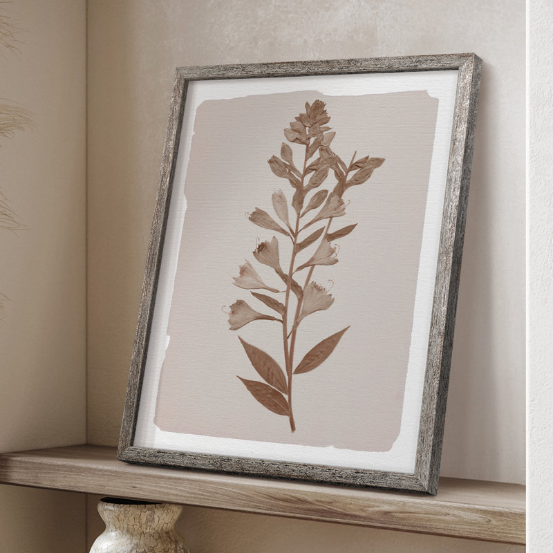 Impression botanique monochrome I - bois massif 50191, H 11 po x l 9 po