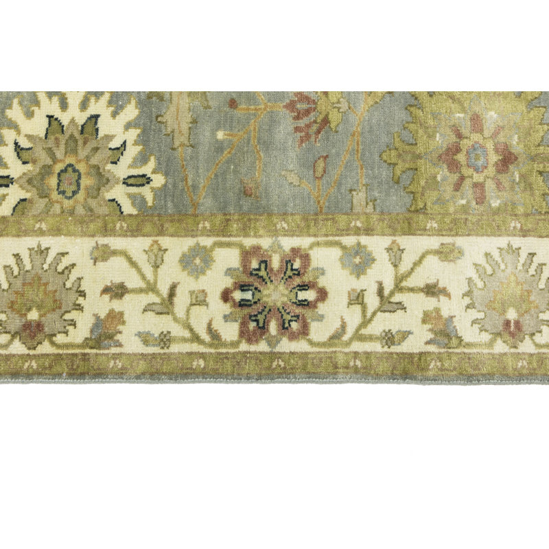 Tapis oriental bleu clair à motif floral Oushak 5 x 8