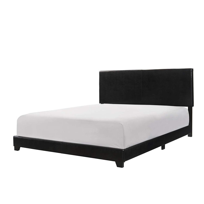 Lit tapissier standard à profil bas Hazelynn, Polyester gris, Très grand