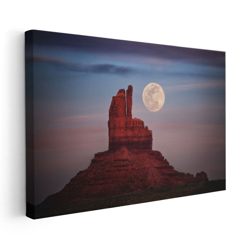 «Moonrise Over Monument Valley», reproduction d'art sur toile, H 32 po x l 48 po