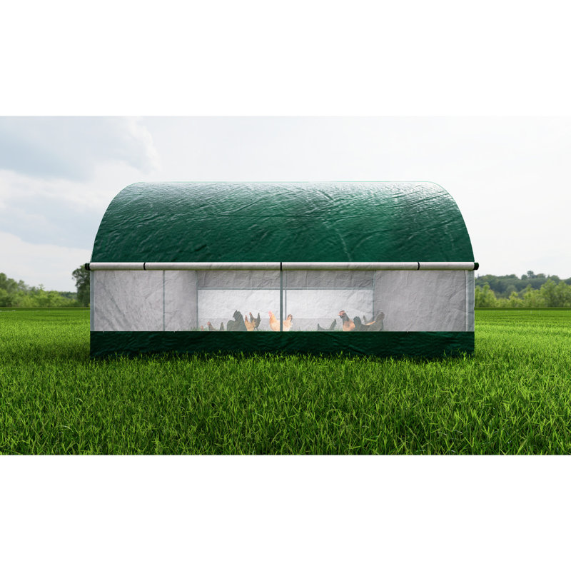 Cage à poulet avec structure en métal, dispositif de verrouillage automatique, verrou en tissu Pe verrouillable spacieux et sécuritaire, housse pour l'extérieur