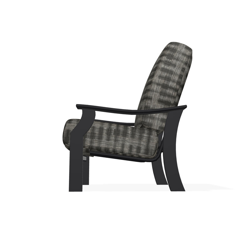 St. Catherine Marine Grade Polymer Deep Seating Cushion Arm Chair, Black, Illusion Plaid Onyx
