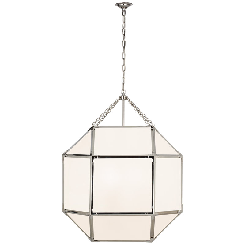 Suzanne Kasler Morris Grande Lantern, White, Polished Nickel