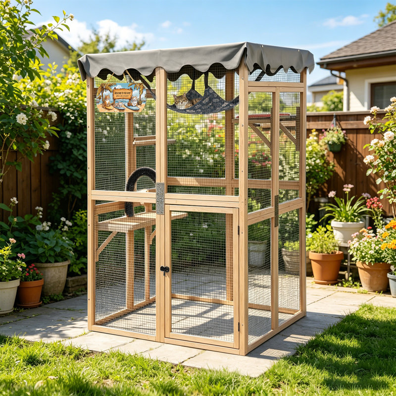 Enceinte de chat d'extérieur Catio, Brun orangé
