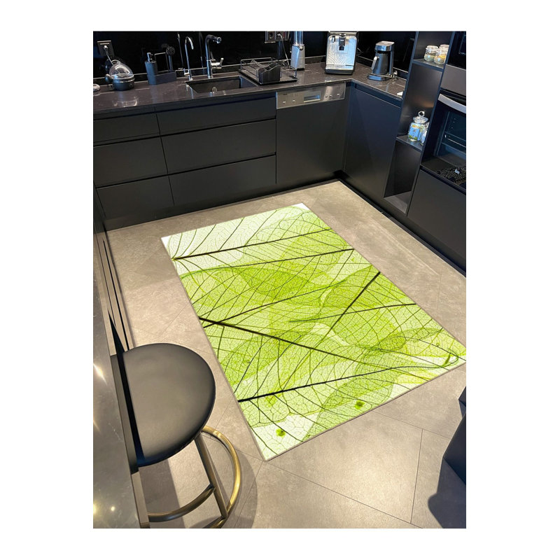 Tapis lavable Green Leaf, Sous-tapis rectangulaire 2 pi 6 po x 4 pi 11 po