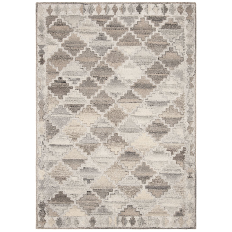 Tapis gris / beige en laine touffeté à la main Roberts, Rectangle de 5 pi x 8 pi
