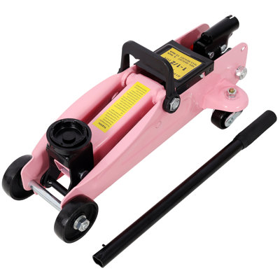 1.5 Ton Low Profile Hydraulic Trolle,Steel Racing Floor Jack,Lifting Range 5"-11.8", With Plastic Case,Pink Color