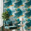 Papier peint abstrait tourbillon bleu sarcelle éclatant-592283293