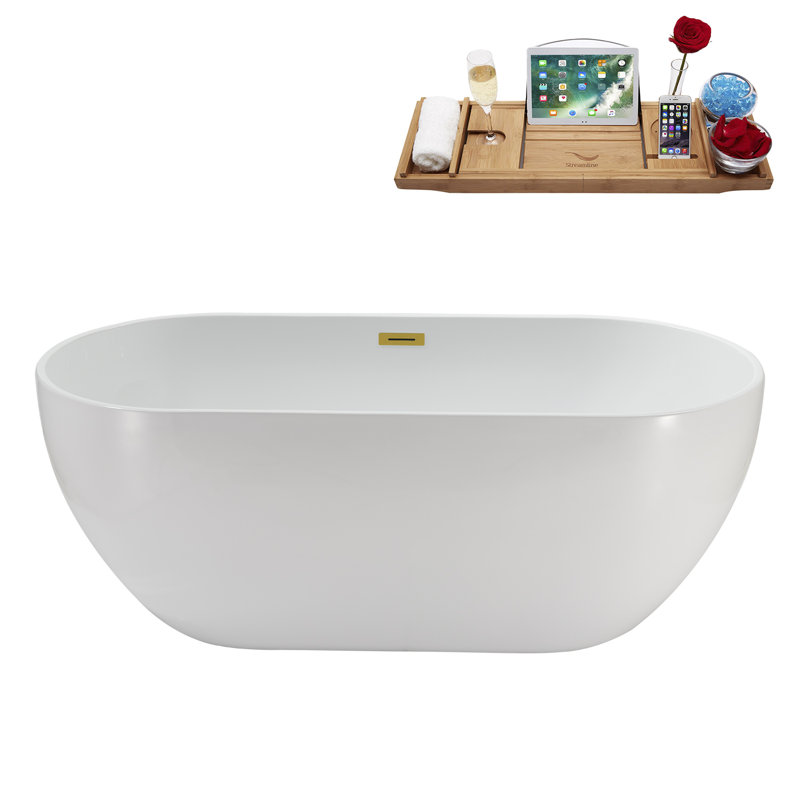 62.2'' x 28.7'' Soaking Acrylic Bathtub, Brushed Gold