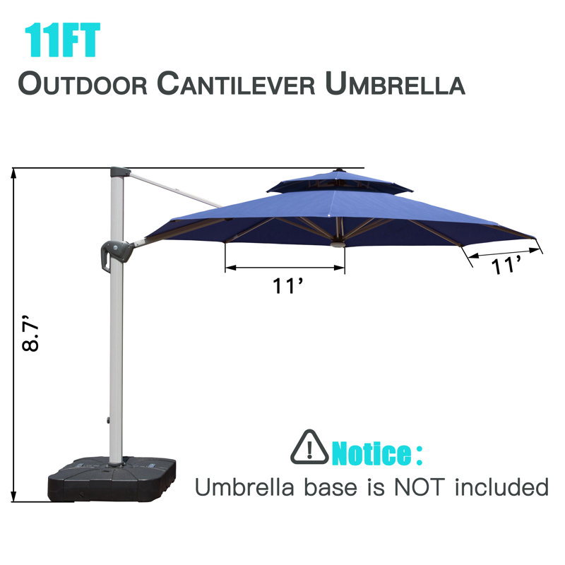 Dermont 127.95'' Cantilever Umbrella, Navy