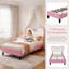 Single Children’S Bed Frame With LED Reading Lighting, Girls Bed Upholstered Platform Bed Frame With Butterfly-Shaped Adjustable Height Headboard, Easy Assembly-1499919451-1505438669