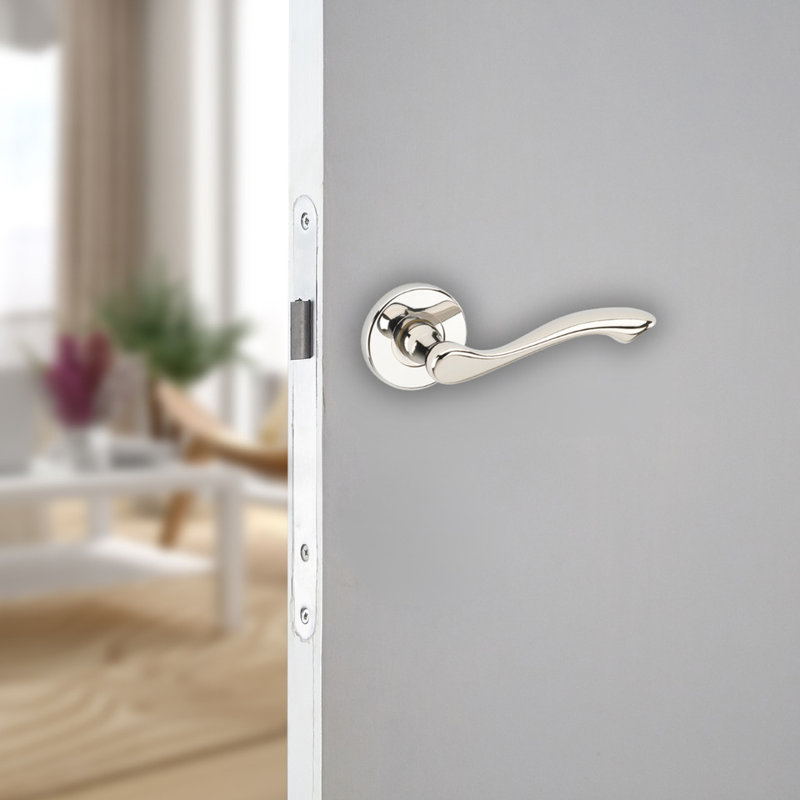 Door Handle, Polished Nickel Rose