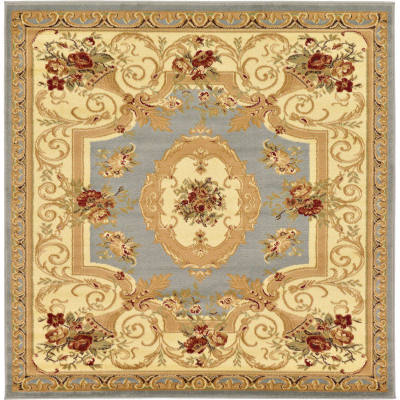 Debora Oriental Area Rug, Square 7'10", Light Blue