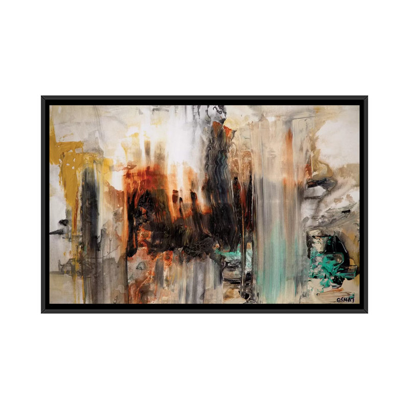 Swiger " Abstract " by Osnat Tzadok, 18" H x 26" W x 1.5" D, No Mat, Black Framed Canvas