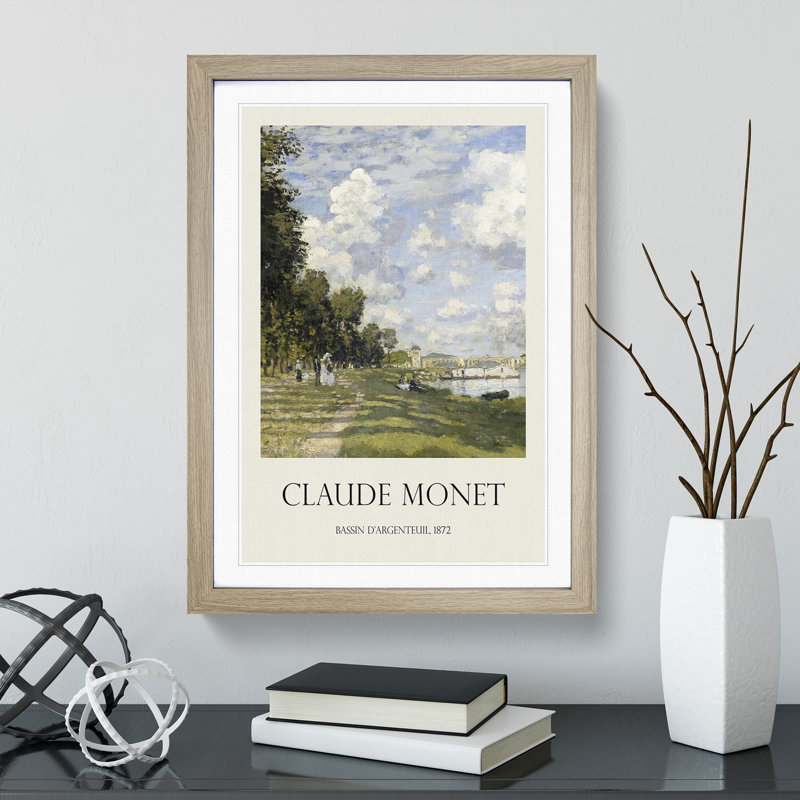 Bassin Dargenteuil by Claude Monet - Picture Frame Graphic Art, 65cm H x 48cm W x 2cm D, Oak Framed