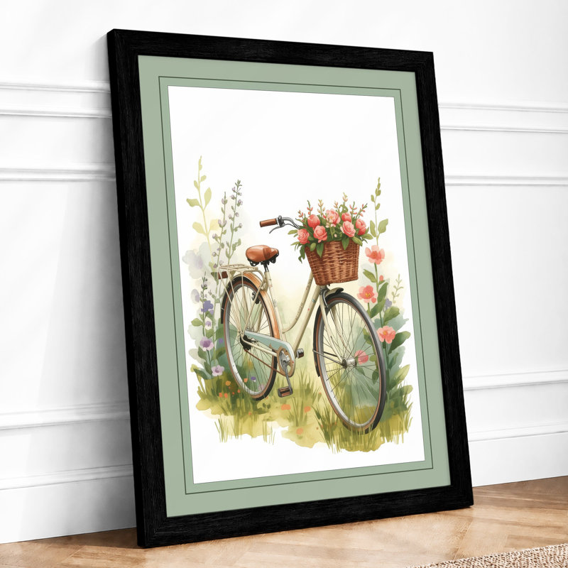 Bicycle In Bloom Vintage - Print, A2 - 59.4 x 42.0 cm, Black