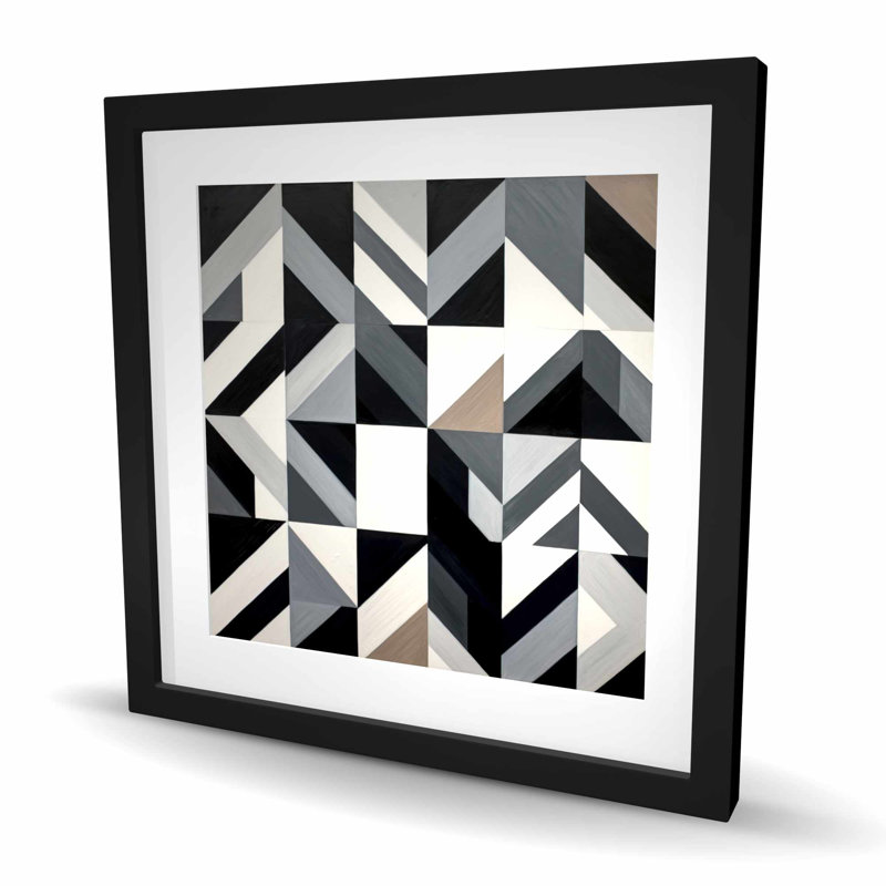 Grille - Motif minimaliste encadré imprimé mat pour la décoration intérieure, H 24 po x l 24 po
